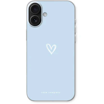 Afbeelding van Case Company® hoesje geschikt voor iPhone 16 Plus Klein Hart Blauw Soft Cover Telefoonhoesje Bescherming aan alle Kanten en Schermrand