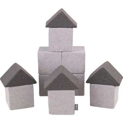 Afbeelding van KiddyMoon foam blokjes voor baby zachte blokken 12 stuks speelgoed montessori met en veel speelplezier kinderen, made in the eu, mix: lichtgrijs donkergrijs