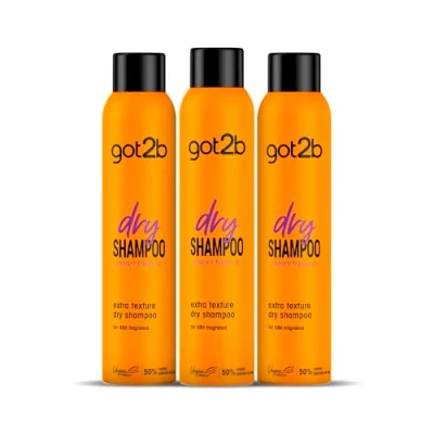 Image de Got2b Shampooing Sec Texture Extra 3 pièces de 200 ml (600 ml) Rafraîchit vos cheveux instantanément Optimal pour les coiffures