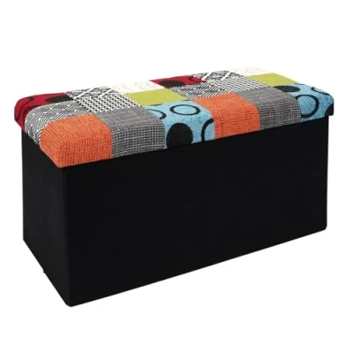 Afbeelding van HOME DECO FACTORY Hd6507 opvouwbare bankbox, patchwork, meubels, zitting, opvouwbaar, ingang, woonkamer, slaapkamer, eetkamer meubels 76 x 38 cm, zittest 110 kg, meerkleurig