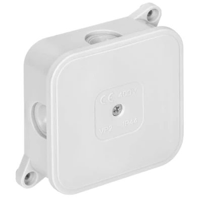 Afbeelding van Miratic Aftakdoos voor buiten, waterdicht, IP44, met 4 rubberen kabelwartels, inbouw en opbouw, hoge kwaliteit weerbestendigheid (wit)