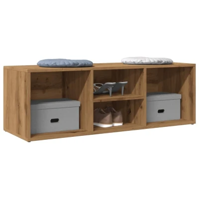 Afbeelding van Schoenenopbergbank 105x35x35 cm bewerkt hout artisanaal eiken