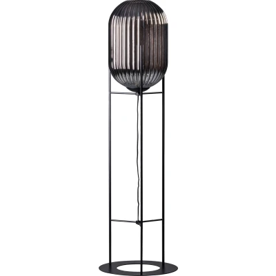 Afbeelding van ETH Vloerlamp Glamm S 30cm/136cm Smoke Glass Ribbel / Zwart