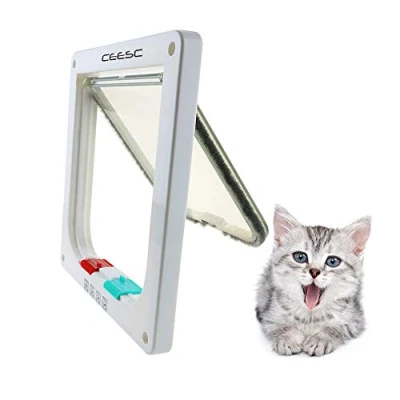 Afbeelding van CEESC Magnetische Kattenluik voor huisdieren met 4 voudig slot, 3 maten en kleuren katten, puppy&#039;s kleine honden