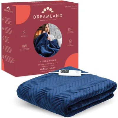 Afbeelding van Dreamland 16990 Luxe opwarmdeken Herringbone donkerblauw