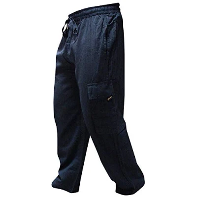 Afbeelding van Shopoholic Fashion heren zijzak licht katoen Boho Hippie broek, Blauw, L