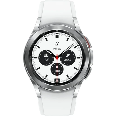 Afbeelding van Galaxy Watch4 Classic 42mm Stainless Steel Case Zilver Zwart sportbandje GPS WiFi + 4G 3 Jaar Garantie