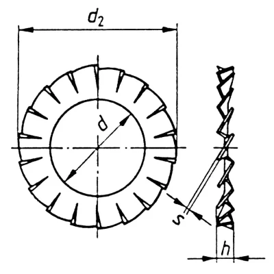 Afbeelding van TOOLCRAFT A6,4 D6798 194756 Lamellenschijven Binnendiameter: 6.4 mm M6 DIN 6798 Verenstaal 100 stuk(s)