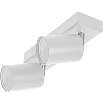 Afbeelding van Plafondlamp geschikt voor 2 spotjes Draaibare Opbouwspot Ook als Wandlamp binnen Doa Sp Wit