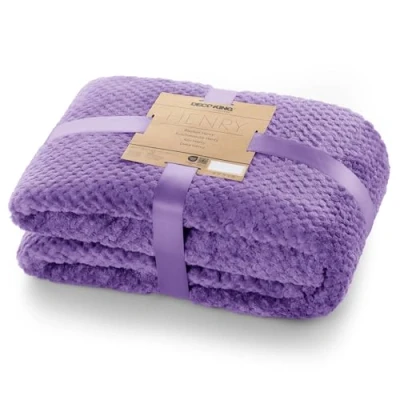 Afbeelding van DecoKing Henry Pluche deken, 70 x 150 cm, paars, microvezeldeken, woonkamerdeken, fleece, zacht, comfortabel, Scandinavische stijl