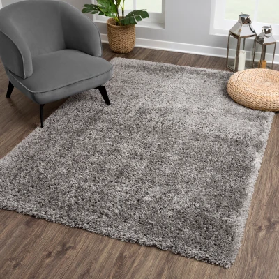 Afbeelding van Porto Soft Fluffy Vloerkleed Hoogpolig Effen Donker Grijs 200X290 cm