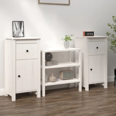 Afbeelding van Dressoirs 2 st 40x35x80 cm massief grenenhout wit