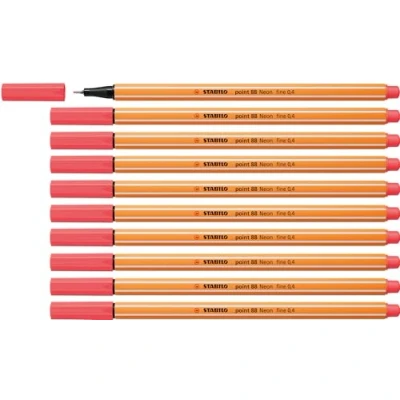 Afbeelding van Stabilo Fineliner point 88/040 neon rood 1 stuk 10 stuks