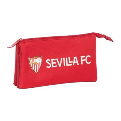 Afbeelding van Pennenetui met 3 vakken Sevilla Fútbol Club Rood 22 x 12 cm