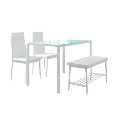 Afbeelding van Vicco Grand Eettafel set 120 x 70 cm 4 delen Wit
