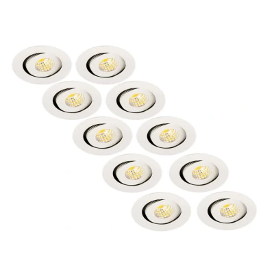 Afbeelding van Inbouwspot LED 3W, Rond, Kantelbaar, Aluminium, Dimbaar, Zilver, 10 Pack