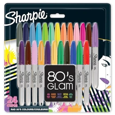 Afbeelding van Sharpie Permanentmarkers Fijne punt 80&#039;s Glam kleuren 24 stuks