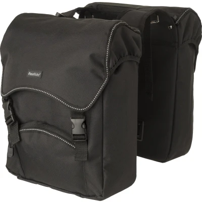 Afbeelding van Fastrider Unibag Dubbele Fietstas Voorzien van uitsparing voor snelbinders en LED verlichting Waterafstotend Reflectiestrepen 28 liter Zwart