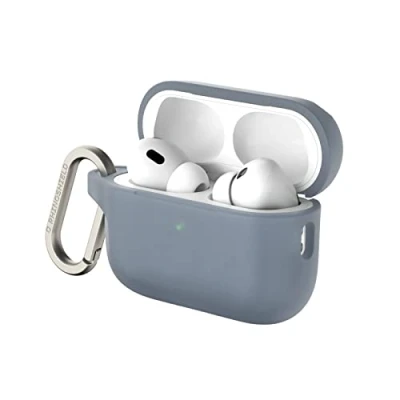 Afbeelding van RHINOSHIELD AirPods hoes met karabijnhaak, compatibel Apple [AirPods Pro 2], valbescherming, krasbestendig, draadloos opladen, asgrijs,