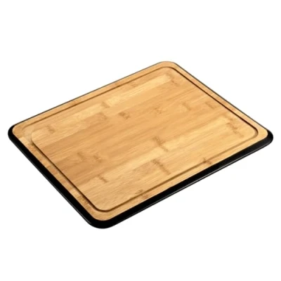 Afbeelding van Kesper Keuken voedsel bereiden snijplank 40 x 30 cm bamboe hout zwarte rand luxe versie groot formaat