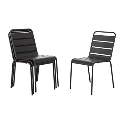 Afbeelding van Bolero stalen stoelen grijs (4 stuks)