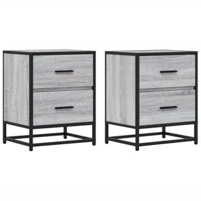Afbeelding van vidaXL Nachtkastjes 2 st 40x31x50 cm bewerkt hout grijs sonoma eiken