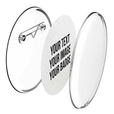 Afbeelding van Buttons 56 mm zelf maken zonder buttonmachine (10 stuks) opsteekbuttons set met naald pinnen en A4 buttonpapier