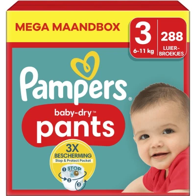 Afbeelding van Pampers Baby Dry Pants Maat 3 Mega Maandbox 288 luierbroekjes