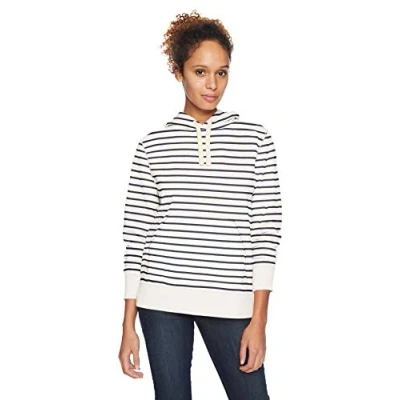 Image de Amazon Essentials Sweat à capuche en polaire (disponible grande taille) Women&#039;s, Blanc Rayures, XXL