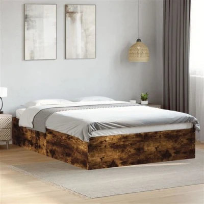 Afbeelding van vidaXL Bedframe bewerkt hout gerookt eikenkleurig 140x200 cm