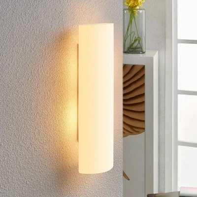 Afbeelding van Lindby wandlamp 2lichts glas, metaal H: 39 cm E14 wit opaal,