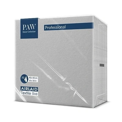 Afbeelding van PAW Papieren servet Airlaid (40 x 40 cm) I Monocolor, Zilver Voor verjaardagen, bruiloften, doopfeesten Stofstructuur Kleur: Monocolor (silver)