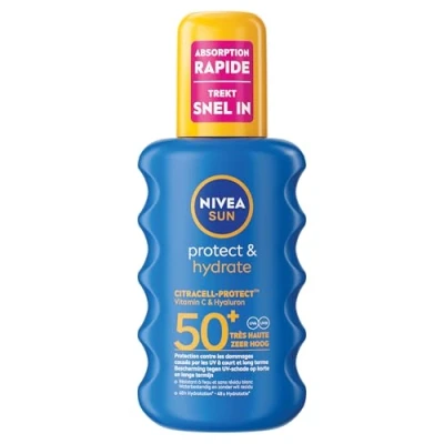 Image de NIVEA SUN Spray Solaire Protect &amp; Hydrate SPF 50+ 200 ml — Crème résistante à l&#039;eau Protège et Haute Protection Visage Corps