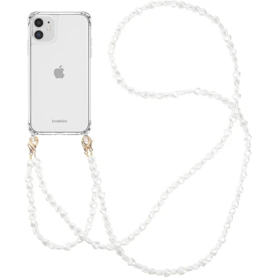 Afbeelding van imoshion Hoesje Geschikt voor iPhone 11 met koord Backcover + armband Parels hartjes transparant