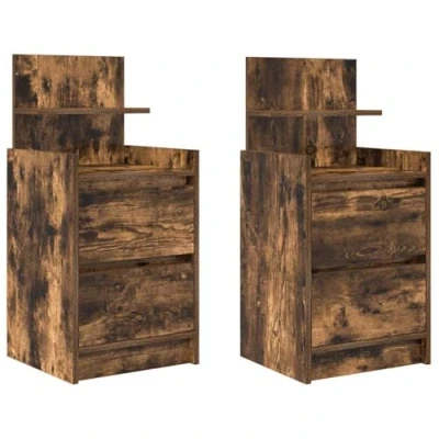 Afbeelding van vidaXL Nachtkastjes met 2 lades st 38x34x80 cm gerookt eikenkleurig