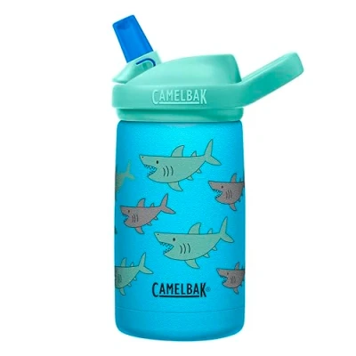 Afbeelding van CamelBak Eddy+ Kids SST Vacuum Insulated Isolatie Drinkfles 350 ml Blauw (School of Sharks)