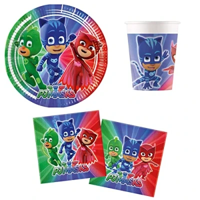 Afbeelding van Procos DY10273868 PJ Masks partyset met borden, bekers en servetten, tafeldecoratie, verjaardagsdecoratie