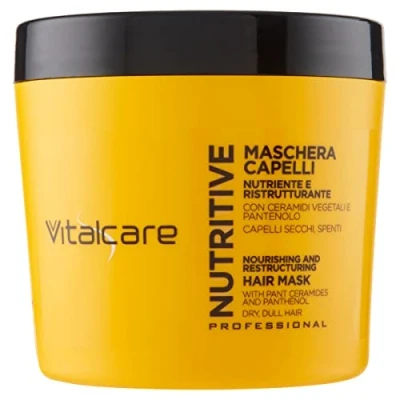 Afbeelding van Vitalcare Nutritive Voedend en herstructurerend haarmasker, behandeling voor droog uitgestorven haar, met plantaardige ceramiden panthenol, 500 ml