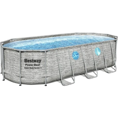 Afbeelding van Bestway Levant Zwembad power steel set ovaal rotan swim vista 549