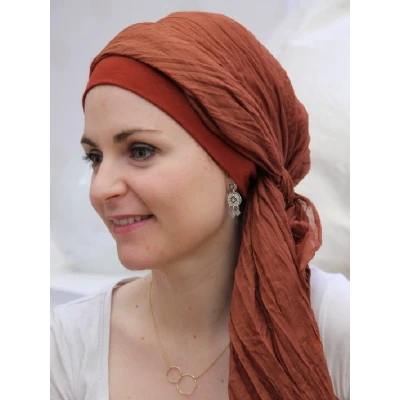 Afbeelding van Mooihoofd Sjaalmutsje New Delhi Brique chemo mutsjes