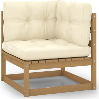 Afbeelding van 2 Delige Loungeset Met Kussens Massief Grenenhout Grijs 1 / Honingbruin Hoekbank