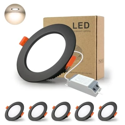 Afbeelding van Bagzy Led inbouwspot, zwart, extra plat, rond, 5 stuks, W, 500 lm = 50 W gloeilamp, IP44, natuurlijk wit 4000 K, AC 220 240 V, zaagmaat 70 80 mm, voor badkamer, keuken, woonkamer, hal