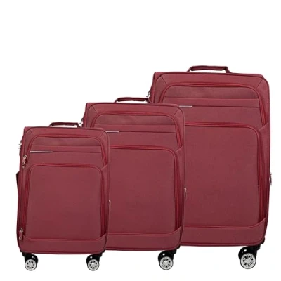 Afbeelding van MY TRAVEL BAG Valise de voyage en tissu extensible avec roulettes jumelées (M/L/XL/XXL ou lot 4) Bagages souples, rouge, 3er Set,
