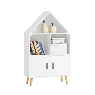 Afbeelding van SoBuy KMB58 W Kinderrek met Home Design Kinderboekenkast Opbergplank Speelgoedrek Kinderkamerkast Wit Lg Ca: 60 x 103 30 cm