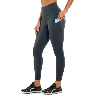 Afbeelding van CRZ Yoga Dames naakt gevoel Gym Leggings Squat Proof Hoge Taille Broek Sport Panty met Zakken 25 Inch, Melaniet, XS