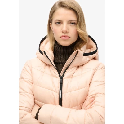 Afbeelding van Superdry Hooded FUJI Quilted Padded Winterjas, Dames, Maat: 44, Frappe beige