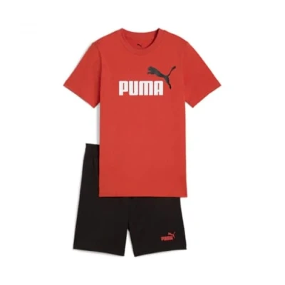 Afbeelding van Puma LOGO TEE AND Shorts Unisex SET Korte broeken voor kinderen, Maat: 140, Red fire