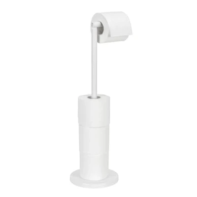 Afbeelding van WENKO Toiletpapierhouder 2 in 1, toiletrolhouder en dispenser voor toiletpapier, roestvrij staal, wit, 21 x 55 17 cm