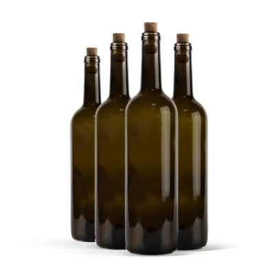 Afbeelding van WYSKONT Fles 750 ml Bordeaux 32 stuks met dop, lege wijnfles voor thuis brouwen, opbergdoos dranken, serveerdecoratie, olijfglas