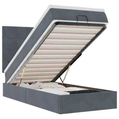 Afbeelding van vidaXL Bedframe met matrassen 100x200cm fluweel donkergrijs